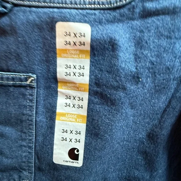 NWT Carhartt Men's Loose Fit Dungaree Work Blue Jeans B13-Size 34x34 - Picture 4 of 7